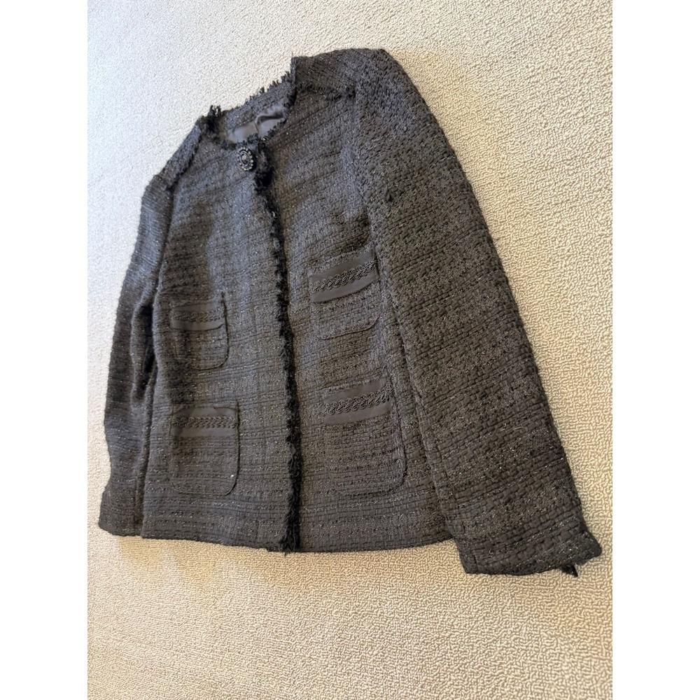 Zara Basic Collection Women's Size Small Black Tweed Jacket - Picture 9 of 12
